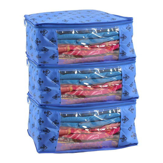 Saree Cover - Non Woven Printed Big Size Saree Covers ( Pack of 3 ) assorted color